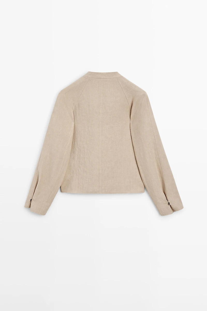 Cropped 100% linen jacket