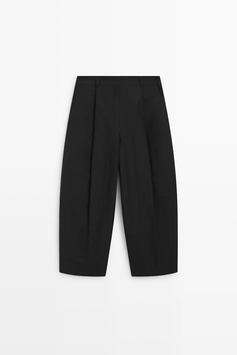 Linen blend pleated trousers - STUDIO