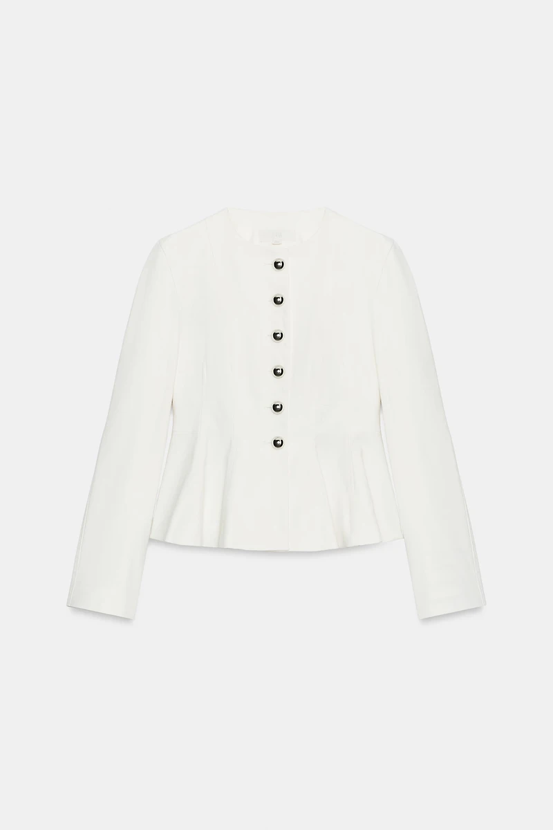 PEPLUM BLAZER WITH METAL BALL BUTTONS