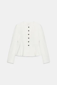 PEPLUM BLAZER WITH METAL BALL BUTTONS