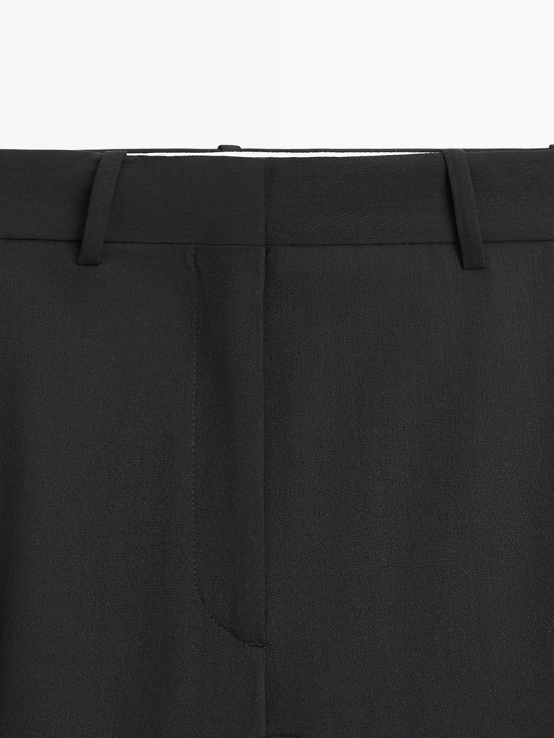 Darted wool blend trousers