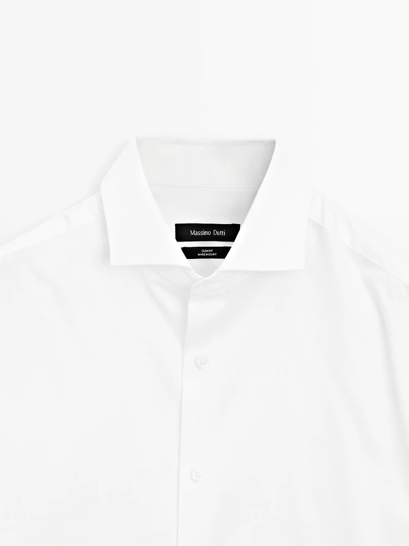 Slim fit cotton shirt with double cuffs