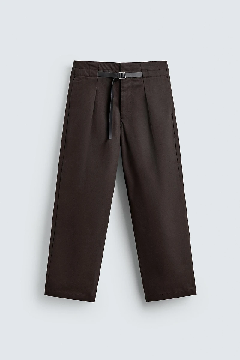 PLEATED BELTED PANTS