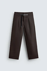 PLEATED BELTED PANTS