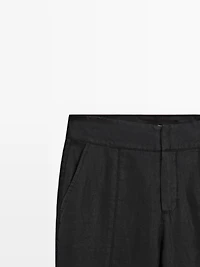 100% linen kick flare fit pants