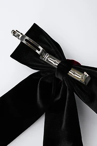 BARRETTE NŒUD ET FLEUR EN VELOURS