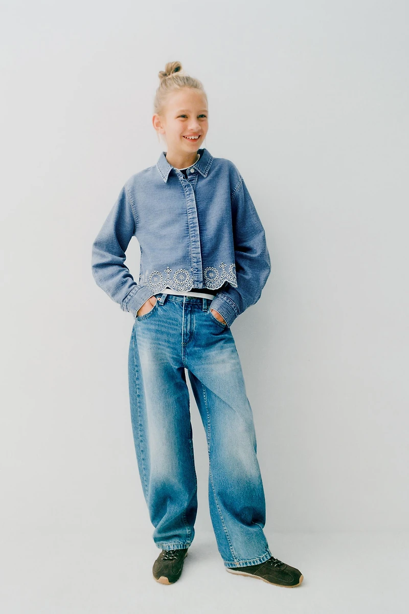 SCHIFFLY HEM DENIM SHIRT