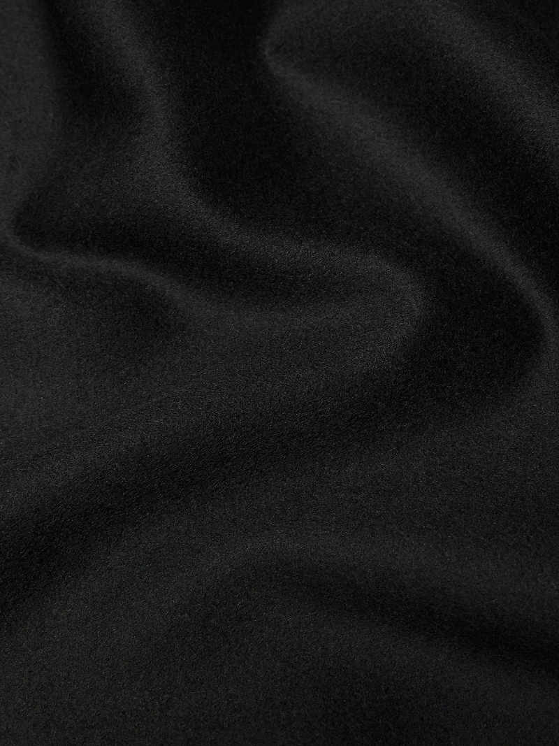 Wool blend knit cape with fringing