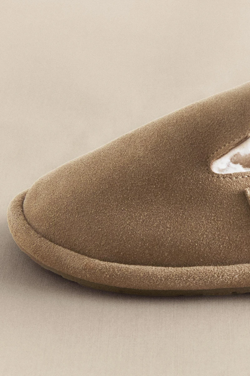 KIDS’ WARM LEATHER MULE CLOG SLIPPERS