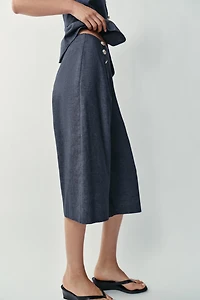SHORT LONG À BOUTONS EN LIN