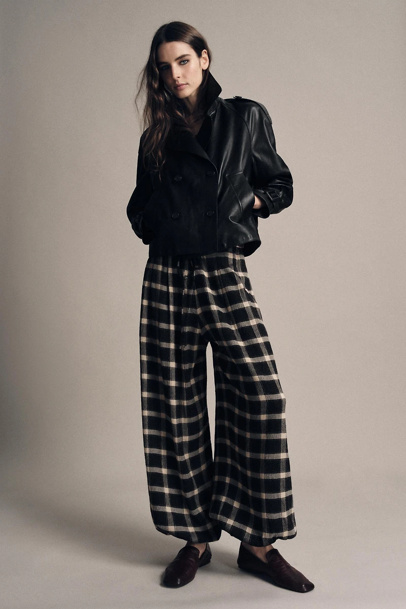 ZW COLLECTION PLAID BALLOON PANTS