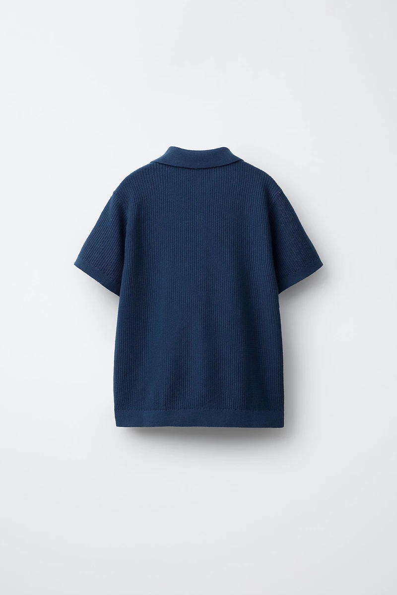 RIB-KNIT COTTON POLO SHIRT