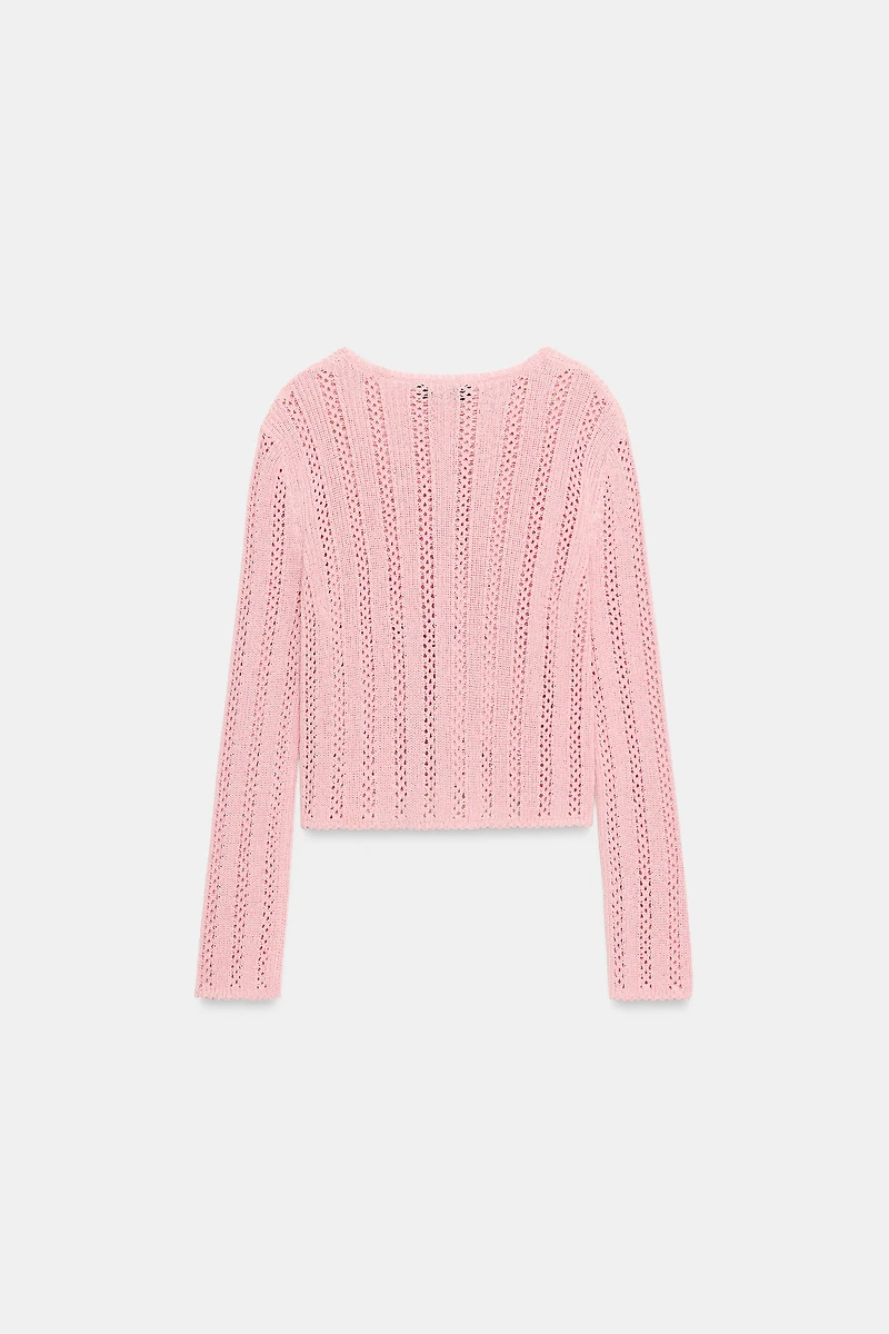POINTELLE KNIT CARDIGAN
