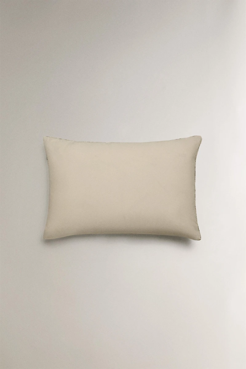 LINEN AND COTTON THROW FLORAL PILLOW COVER