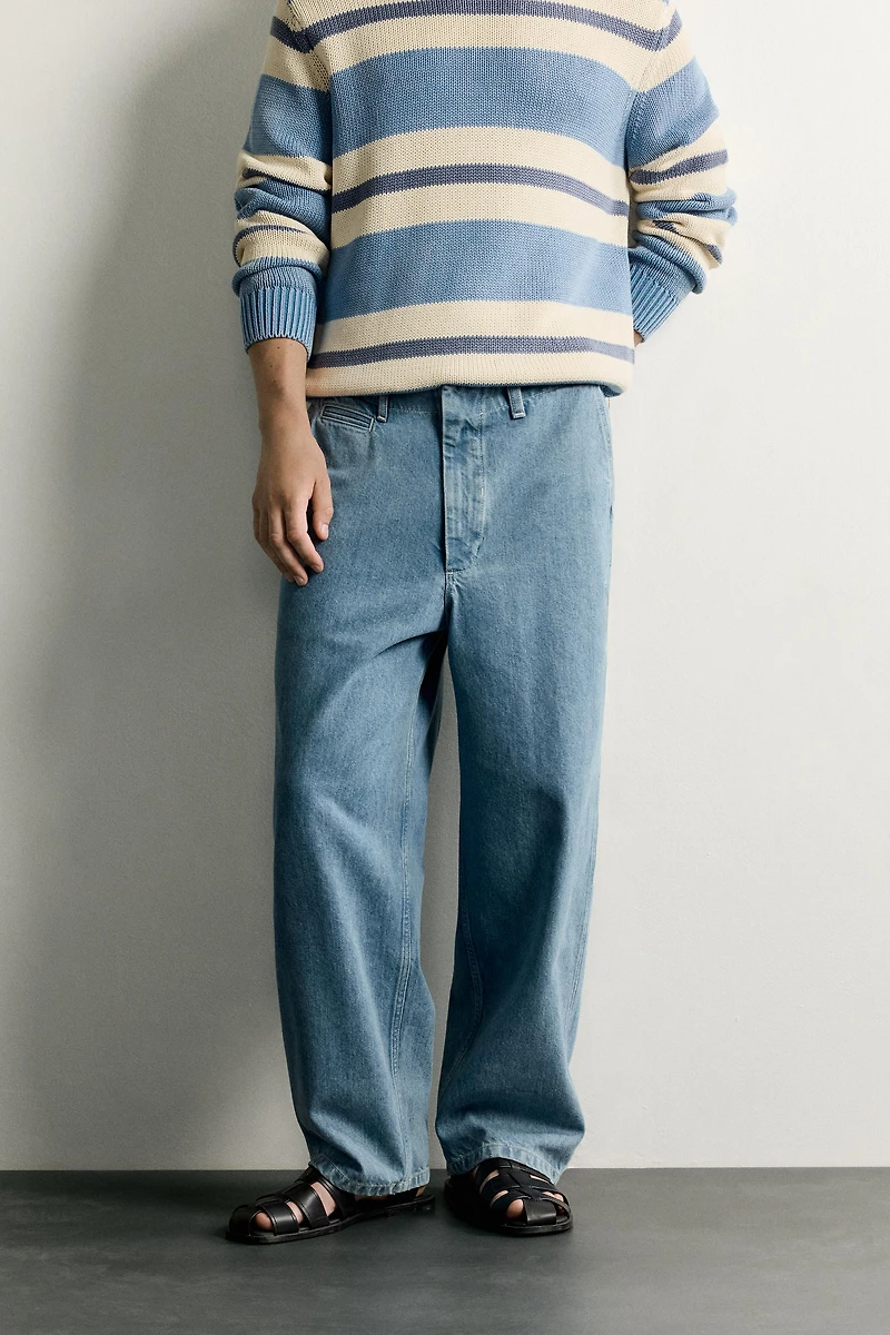 STRAIGHT FIT DENIM CHINO PANTS
