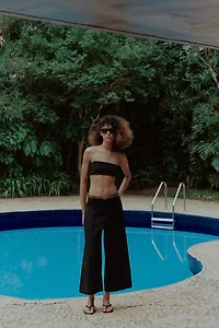 LINEN CULOTTES WITH WOVEN BELT