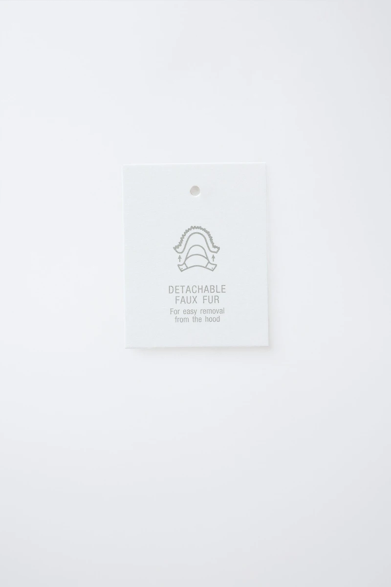 WATER REPELLENT DOWN PUFFER COAT WITH REMOVABLE FAUX FUR HOODIE