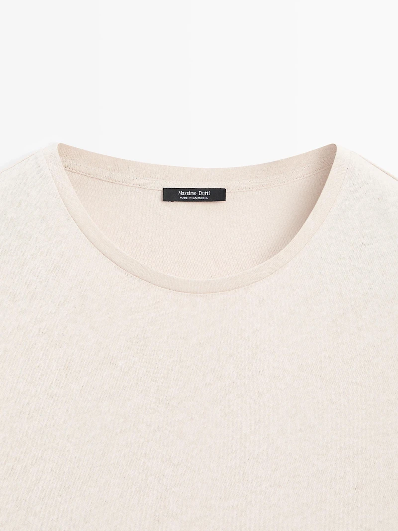 Short sleeve linen and cotton T-shirt