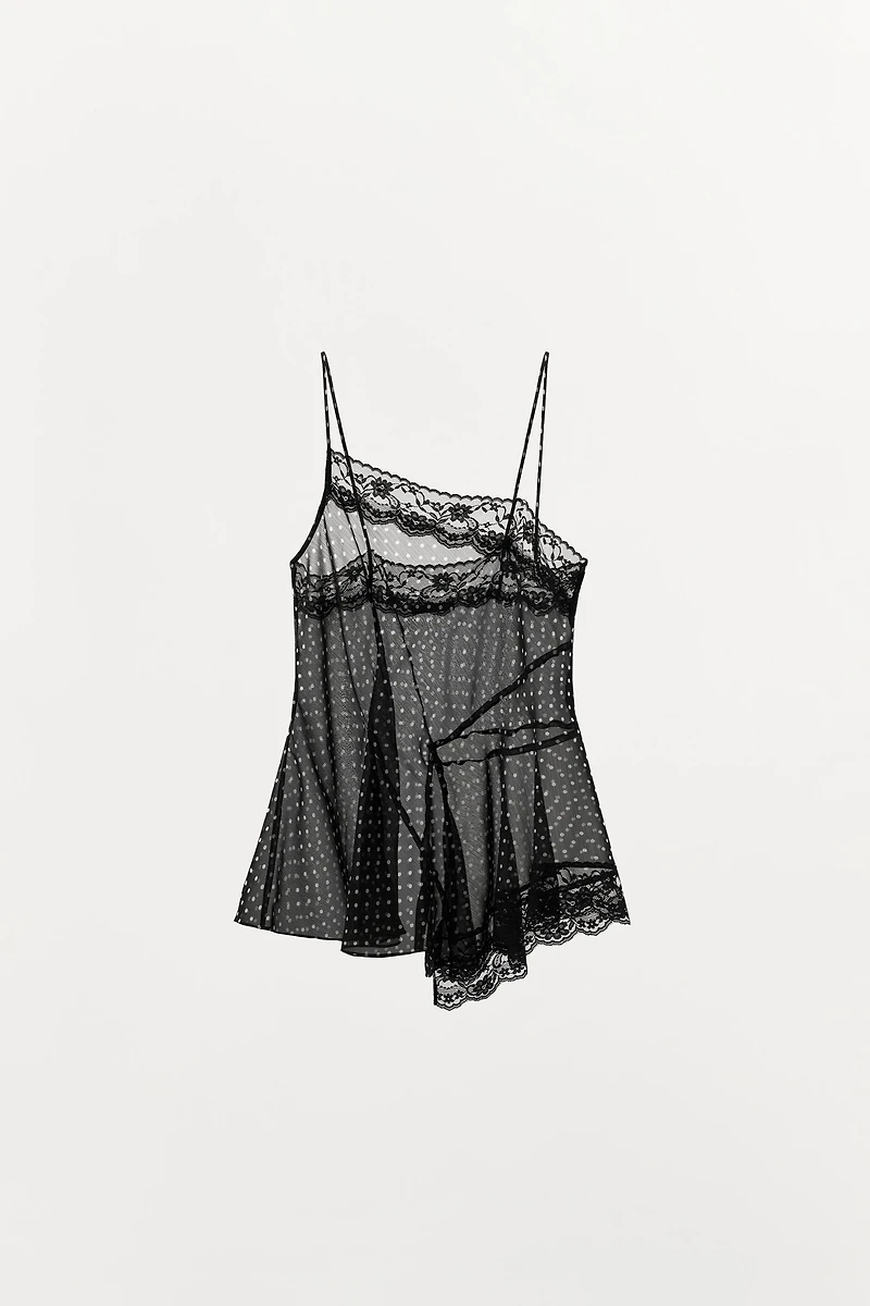 POLKA DOT PRINT LACE TOP