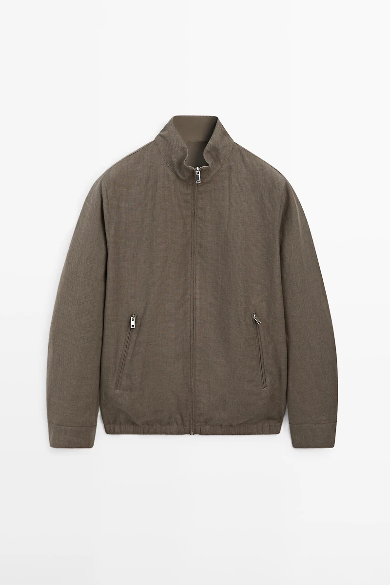 Blouson court réversible en lin mélangé