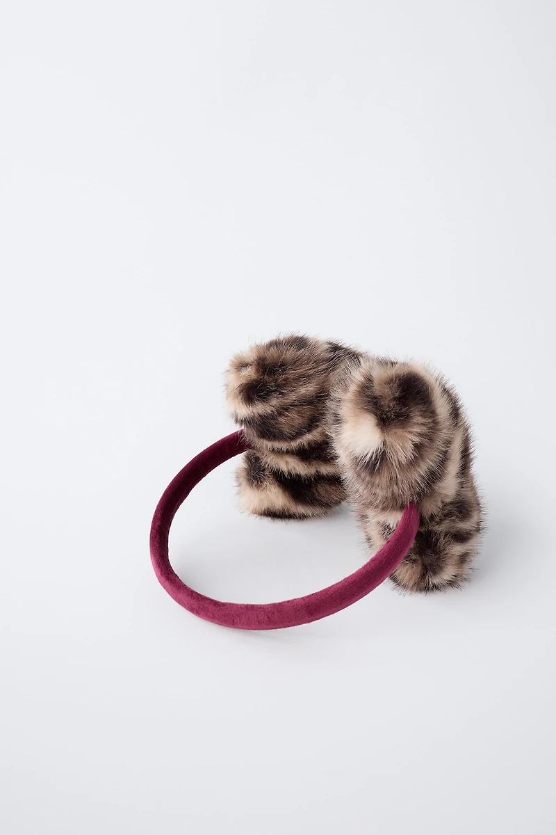 ANIMAL PRINT FAUX FUR EARMUFFS
