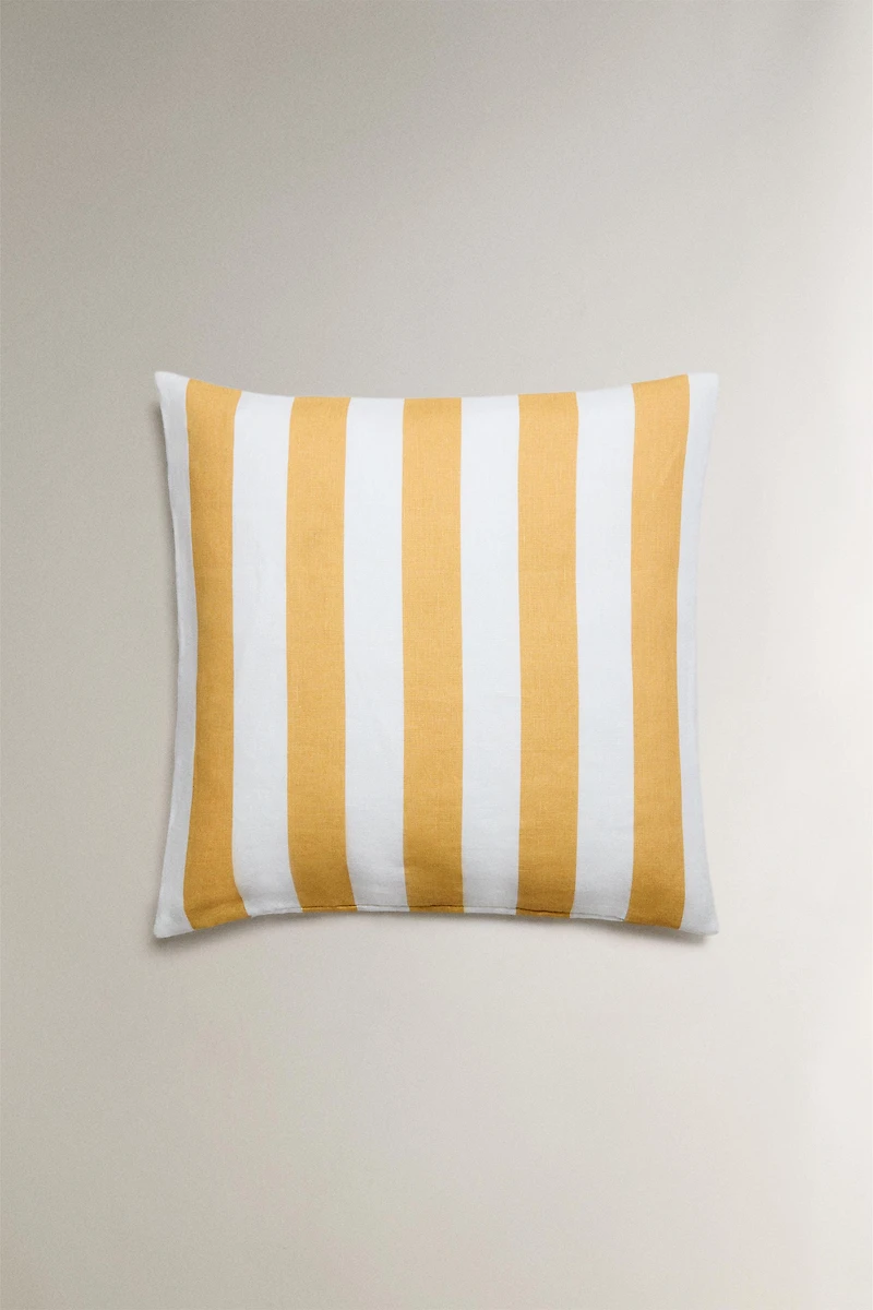 STRIPED LINEN THROW PILLOW COVER