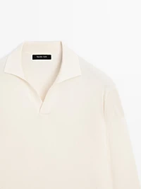 Knit sweater with a polo collar