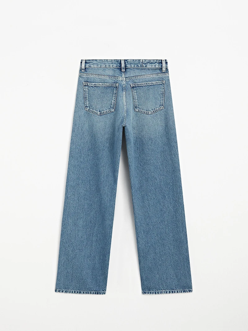 Mid-rise wide-leg jeans with studs