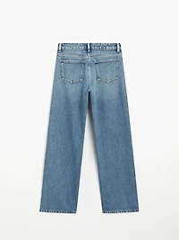 Mid-rise wide-leg jeans with studs