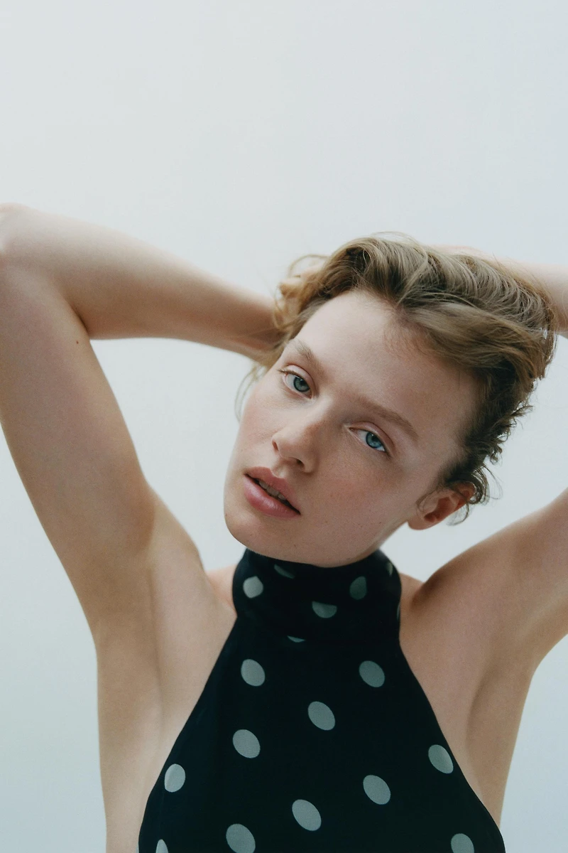 POLKA DOT HALTER TOP