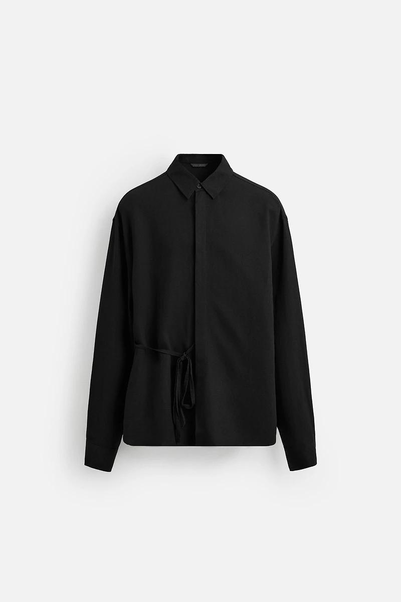 CHEMISE VISCOE - LIN À LACETS
