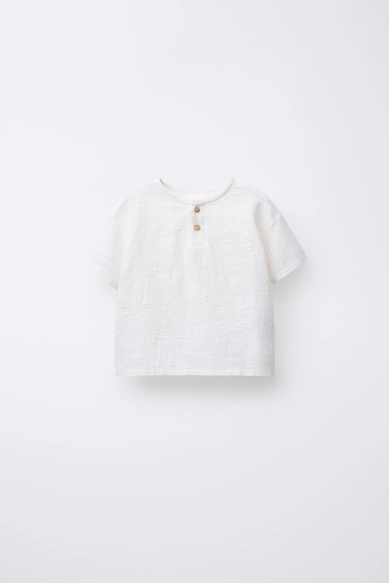 COMBINATION TEXTURE HENLEY SHIRT