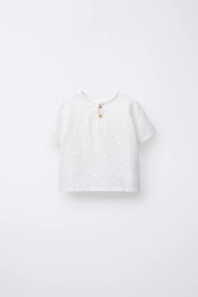 COMBINATION TEXTURE HENLEY SHIRT