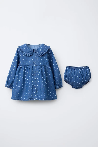 HEART DENIM DRESS AND PANTIES