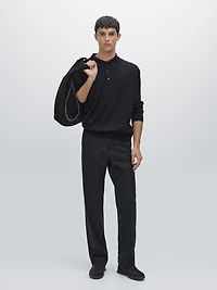 Pull polo en maille 100 % laine mérinos