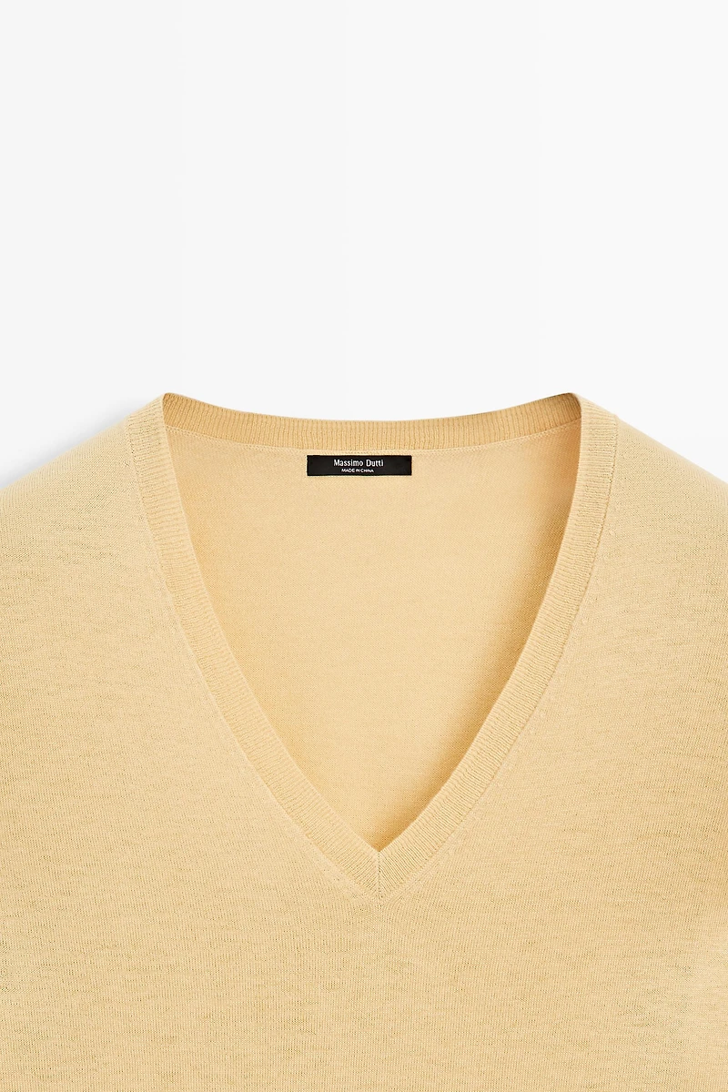 V-neck knit sweater