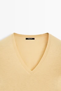 V-neck knit sweater