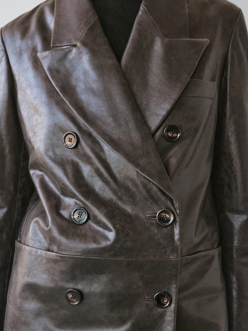 100% nappa leather buttoned blazer - STUDIO