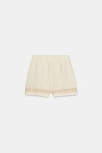 EMBROIDERED ELASTIC WAIST SHORTS