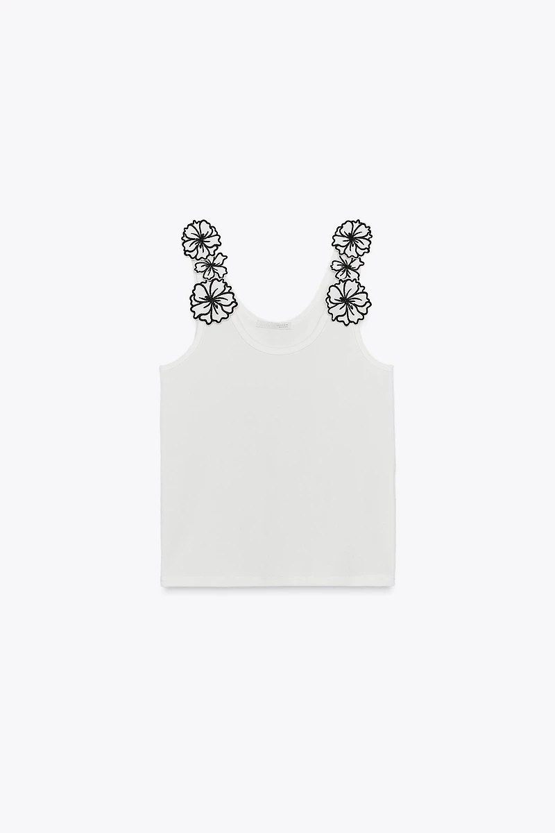 TOP AVEC APPLIQUES FLEURS