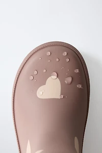 HEART PRINT RAIN BOOTS