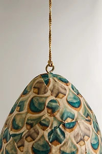 ELONGATED PRINTED CHRISTMAS TREE BALL ORNAMENT