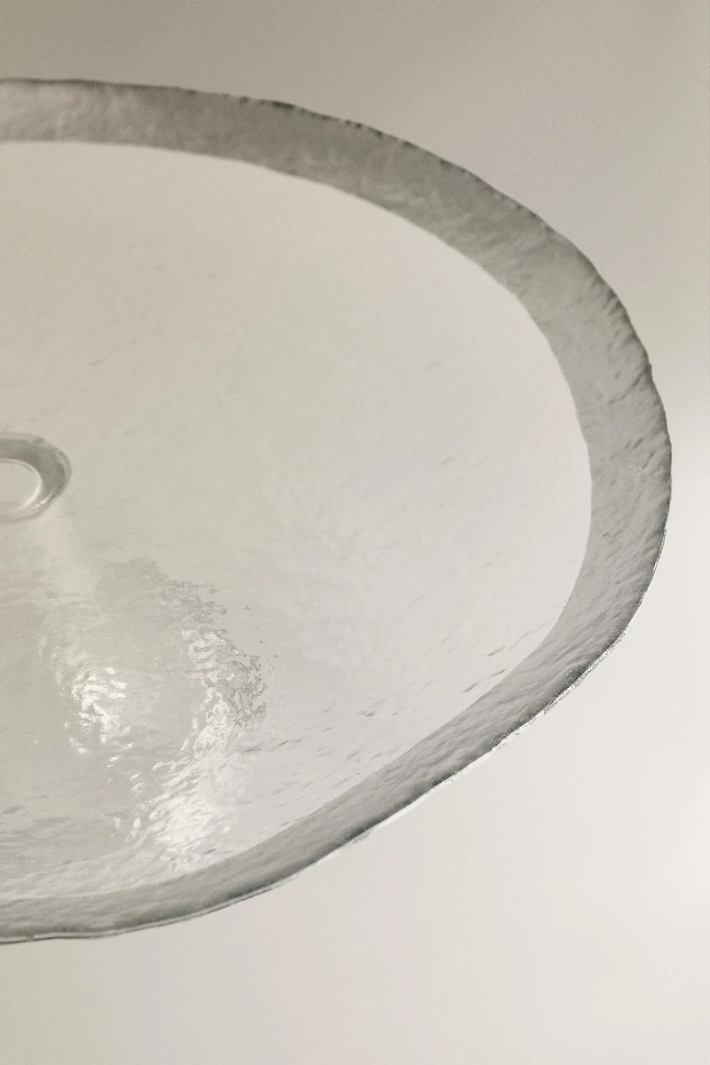 PLAT VERRE RELIEF FILET ARGENTÉ