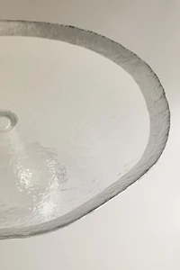 PLAT VERRE RELIEF FILET ARGENTÉ