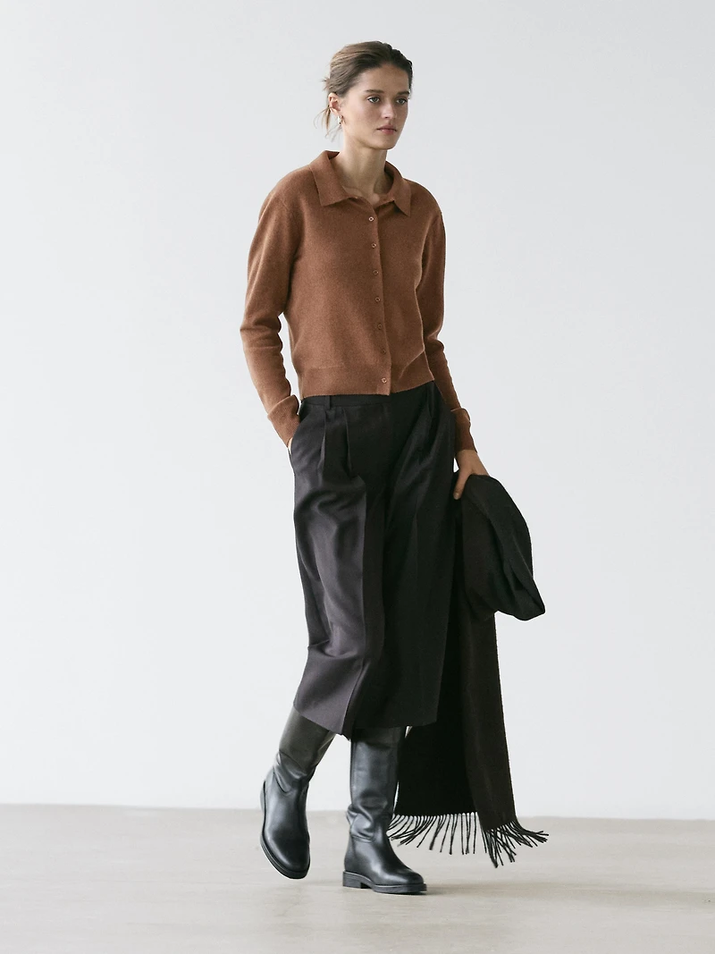 Wool knit cardigan