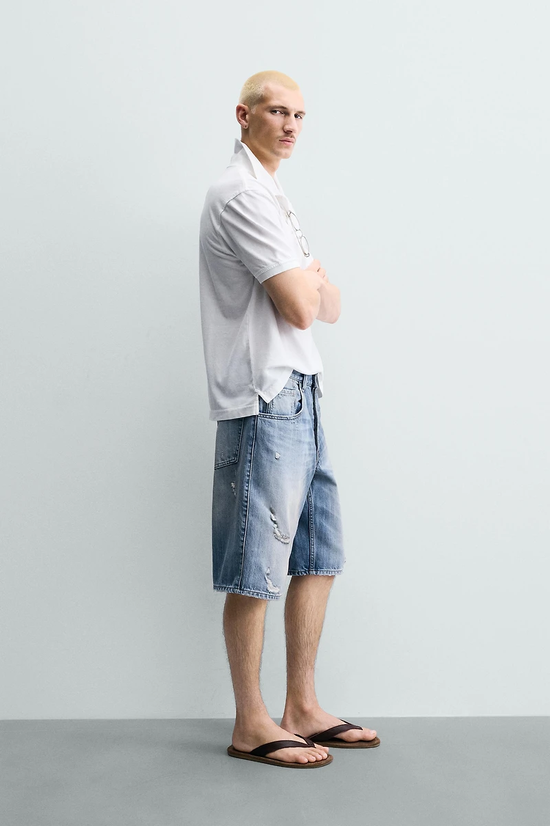 RIPPED BAGGY FIT DENIM SHORTS