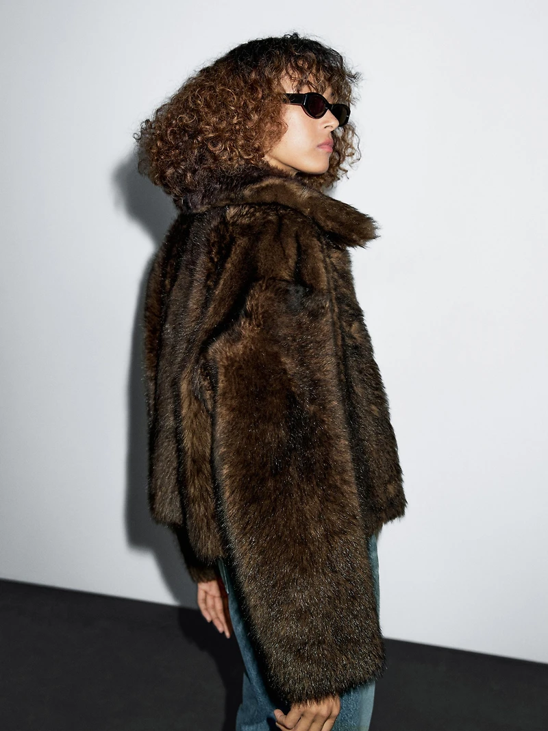 Short natural fur coat