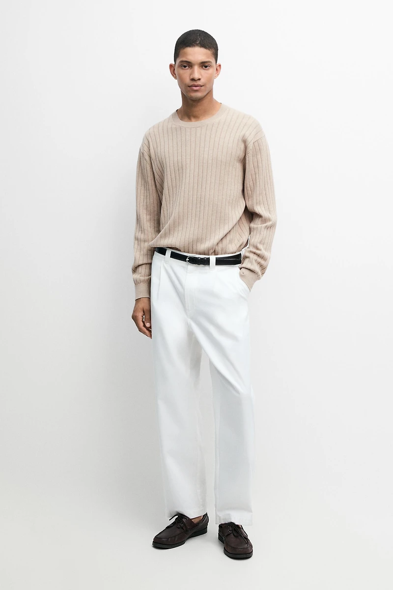 100% cotton ribbed knit sweater