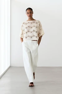 Short sleeve crochet top