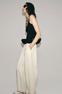 ZW COLLECTION LINEN BLEND BALLOON PANTS